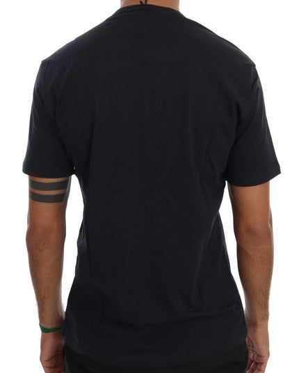 Daniele Alessandrini Blue Cotton V-neck T-Shirt
