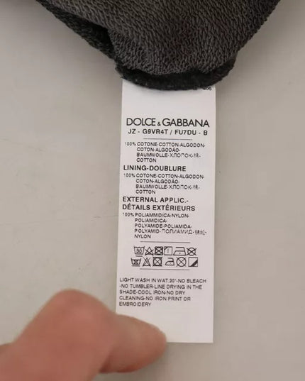 Dolce & Gabbana Black Cotton Logo Hooded Sweatshirt Sweater
