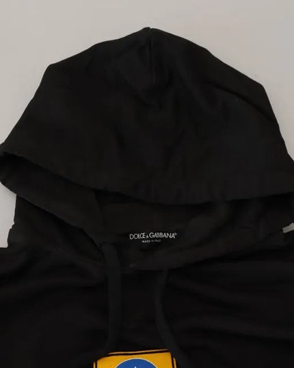Dolce & Gabbana Black Cotton Logo Hooded Sweatshirt Sweater