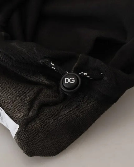 Dolce & Gabbana Black Cotton Logo Hooded Sweatshirt Sweater