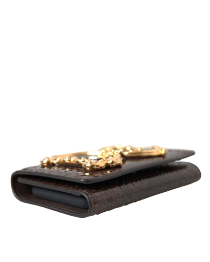 Dolce & Gabbana Brown Python Leather DG Girls Crossbody Phone Bag