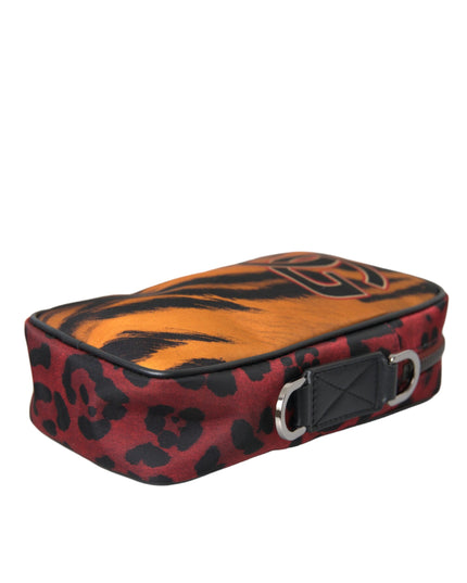 Dolce & Gabbana Multicolor Tiger Print Nylon Logo Cross Body Bag