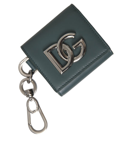 Dolce & Gabbana Green Leather DG Logo Keyring Coin Purse Keyring Wallet