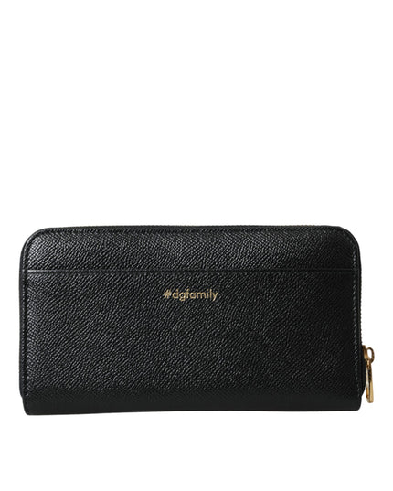 Dolce & Gabbana Black Blue Leather #DGFAMILY Zipper Continental Men Wallet