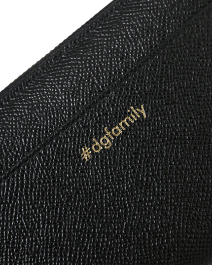 Dolce & Gabbana Black Blue Leather #DGFAMILY Zipper Continental Men Wallet
