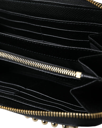 Dolce & Gabbana Black Blue Leather #DGFAMILY Zipper Continental Men Wallet