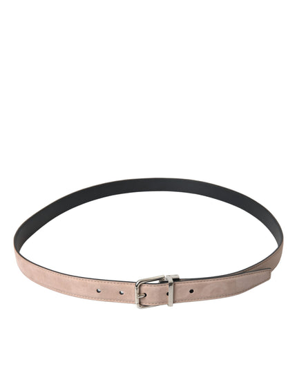 Dolce & Gabbana Beige Suede Leather Silver Buckle Belt Men