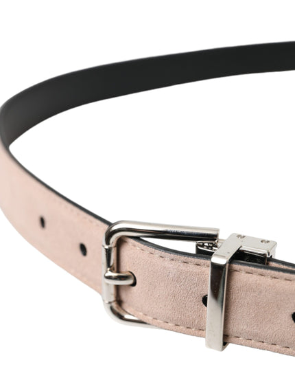 Dolce & Gabbana Beige Suede Leather Silver Buckle Belt Men