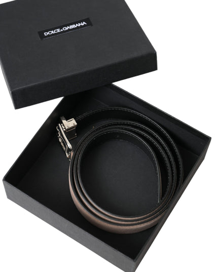 Dolce & Gabbana Beige Suede Leather Silver Buckle Belt Men