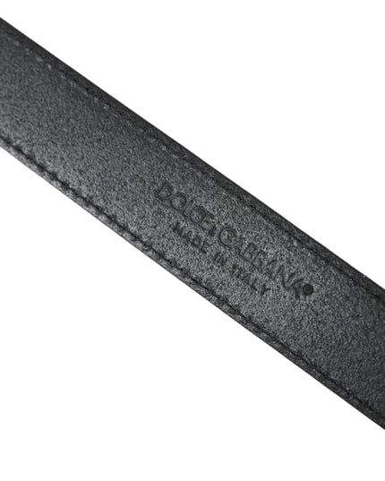 Dolce & Gabbana Green Leather Jacquard Silver Metal Buckle Belt