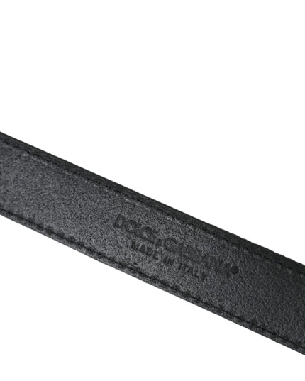 Dolce & Gabbana Black Jacquard Stripes Silver Metal Buckle Belt