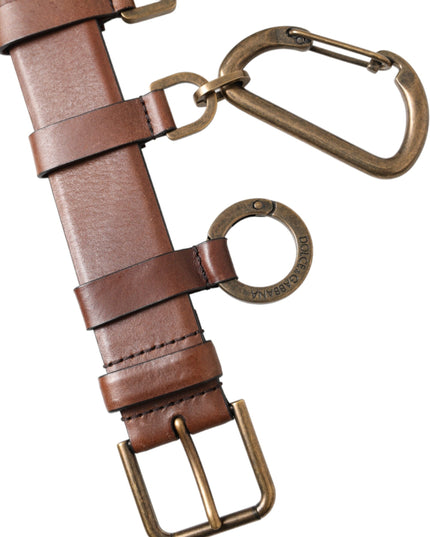 Dolce & Gabbana Brown Calf Leather Gold Metal Buckle Belt Men