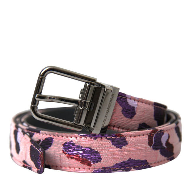 Dolce & Gabbana Multicolor Jacquard Leather Metal Buckle Belt