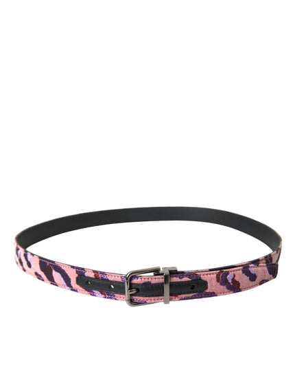 Dolce & Gabbana Multicolor Jacquard Leather Metal Buckle Belt