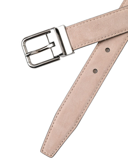 Dolce & Gabbana Beige Suede Leather Silver Buckle Belt Men
