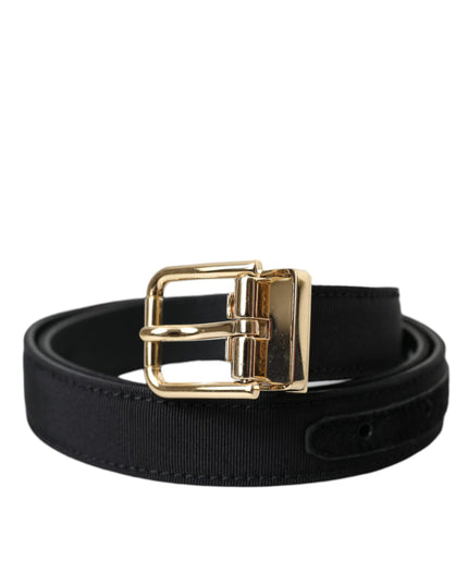 Dolce & Gabbana Black Gros Grain Gold Metal Buckle Belt Men