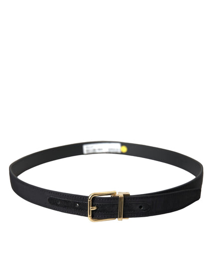 Dolce & Gabbana Black Gros Grain Gold Metal Buckle Belt Men