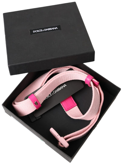 Dolce & Gabbana Pink Canvas Stretch Plastic Buckle Women Belt