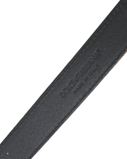 Dolce & Gabbana Gold Glitter Leather Silver Metal Buckle Belt