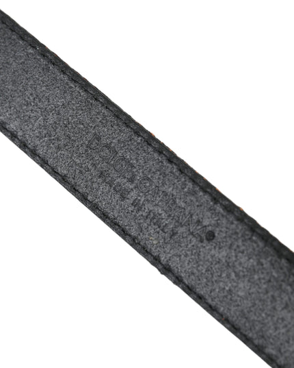 Dolce & Gabbana Gold Jacquard Stripes Silver Metal Buckle Belt