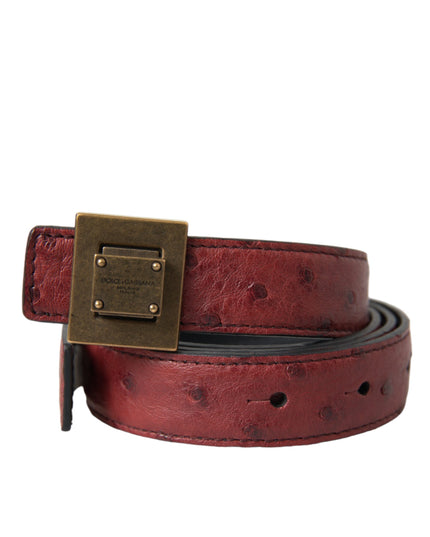 Dolce & Gabbana Brown Leather Square Metal Buckle Belt