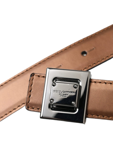 Dolce & Gabbana Bronze Leather Square Metal Buckle Belt