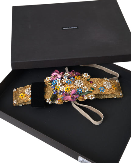 Dolce & Gabbana Multicolor Embellished Floral Crystal Wide Waist Belt