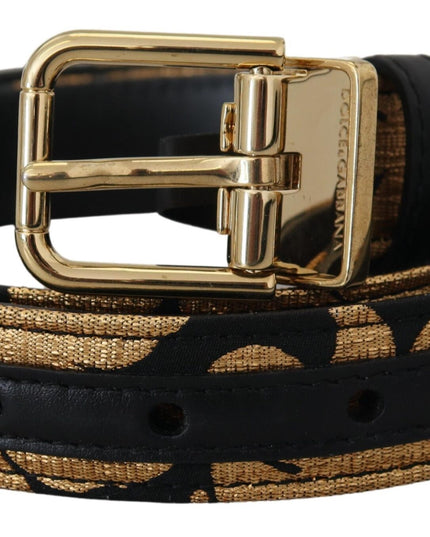 Dolce & Gabbana Multicolor Jacquard Leather Logo Buckle Belt