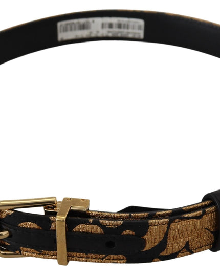 Dolce & Gabbana Multicolor Jacquard Leather Logo Buckle Belt