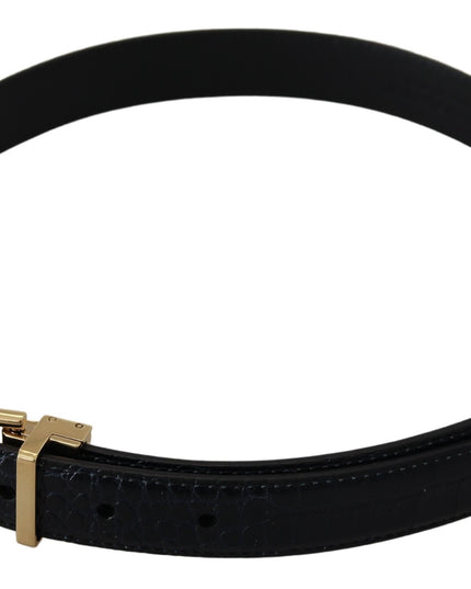 Dolce & Gabbana Black Exotic Leather Gold Metal Buckle Belt