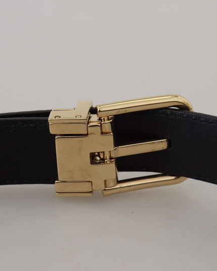 Dolce & Gabbana Black Exotic Leather Gold Metal Buckle Belt
