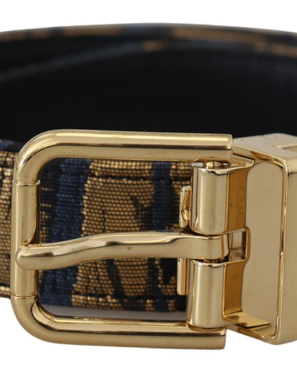 Dolce & Gabbana Multicolor Jacquard Leather Logo Buckle Belt
