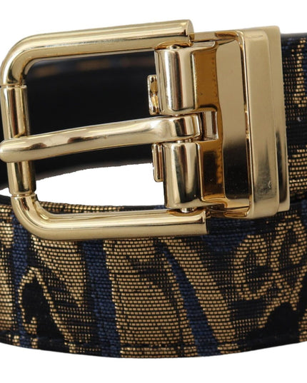Dolce & Gabbana Multicolor Jacquard Leather Logo Buckle Belt