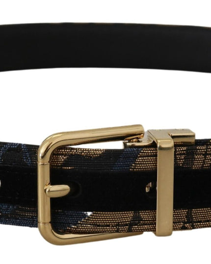 Dolce & Gabbana Multicolor Jacquard Leather Logo Buckle Belt