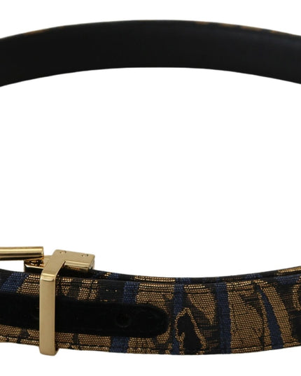 Dolce & Gabbana Multicolor Jacquard Leather Logo Buckle Belt