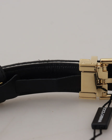 Dolce & Gabbana White Black Patchwork Gold Metal Buckle Belt