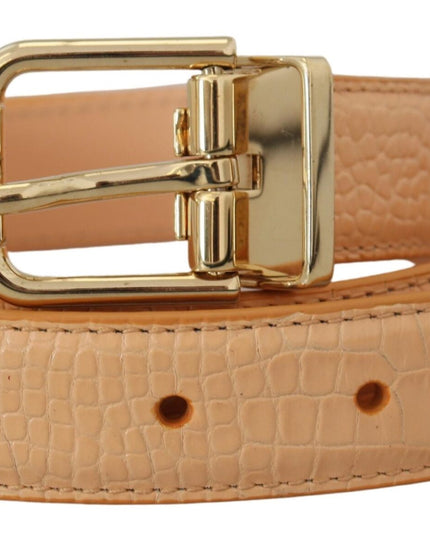 Dolce & Gabbana Beige Exotic Leather Gold Metal Buckle Belt
