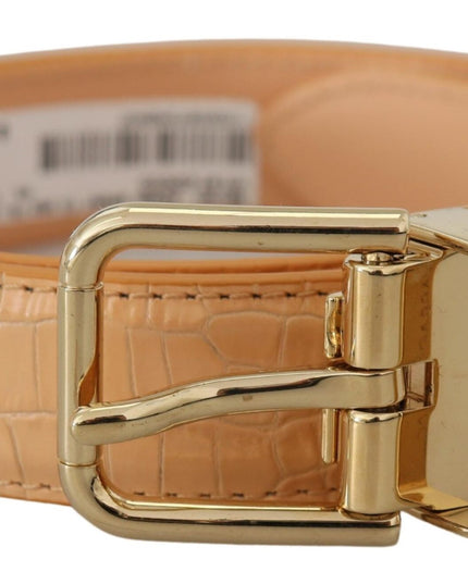 Dolce & Gabbana Beige Exotic Leather Gold Metal Buckle Belt