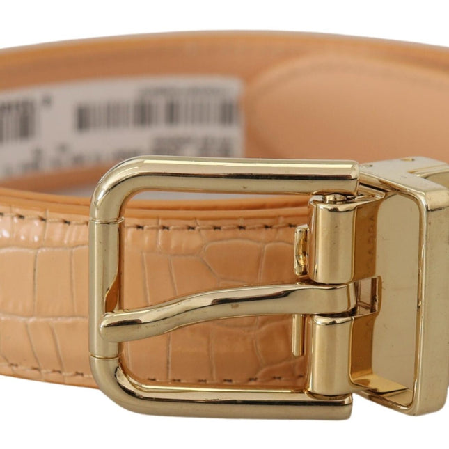 Dolce & Gabbana Beige Exotic Leather Gold Metal Buckle Belt