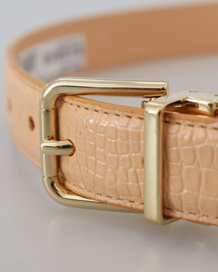 Dolce & Gabbana Beige Exotic Leather Gold Metal Buckle Belt