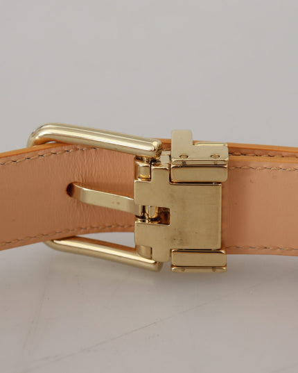 Dolce & Gabbana Beige Exotic Leather Gold Metal Buckle Belt