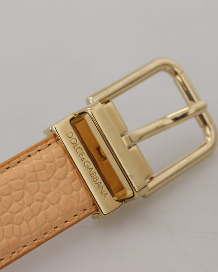 Dolce & Gabbana Beige Exotic Leather Gold Metal Buckle Belt