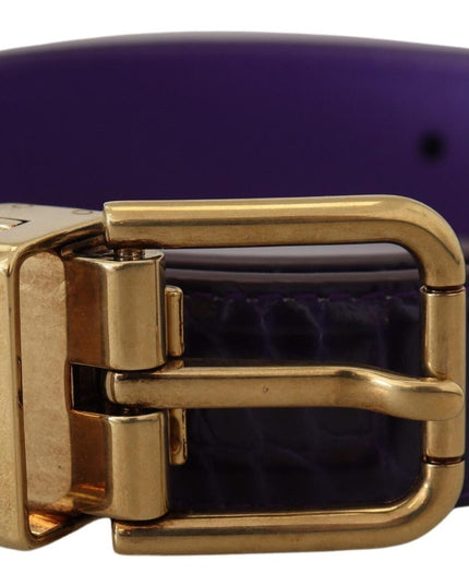 Dolce & Gabbana Purple Exotic Leather Gold Metal Buckle Belt