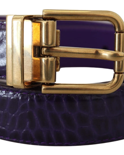 Dolce & Gabbana Purple Exotic Leather Gold Metal Buckle Belt