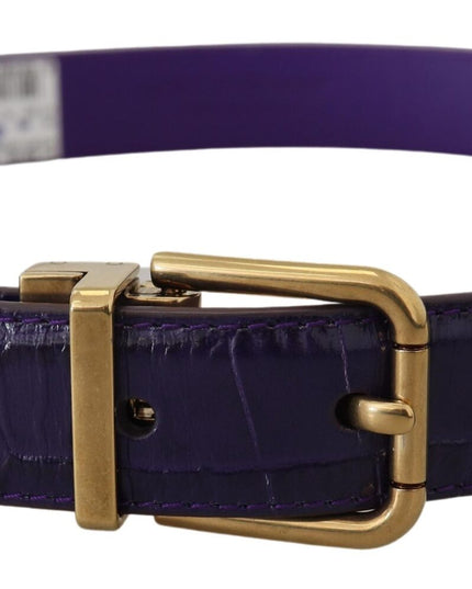 Dolce & Gabbana Purple Exotic Leather Gold Metal Buckle Belt