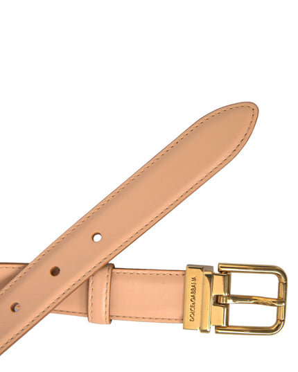 Dolce & Gabbana Beige Calfskin Leather Gold Metal Buckle Belt