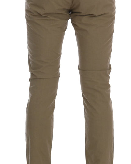 Daniele Alessandrini Beige Cotton Stretch Slim Fit Chinos