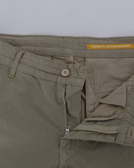 Daniele Alessandrini Beige Cotton Stretch Slim Fit Chinos