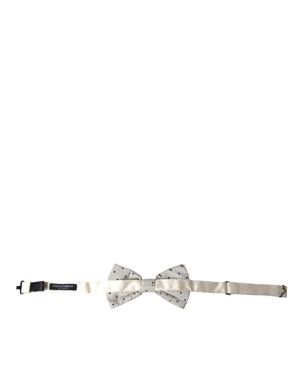 Dolce & Gabbana White Black Polka Dot Polyester Bow Tie Men