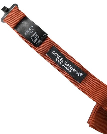 Dolce & Gabbana Brown Silk Adjustable Neck Men Bow Tie